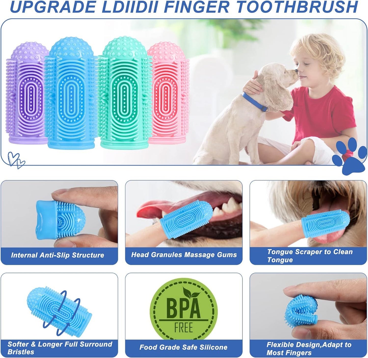 pet toothbrush dog tooth brushing kit dog finger toothbrush